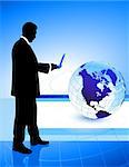 Businessman on Globe Background Original Illustration