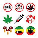 Vector icons set - different types of drugs isolated on white