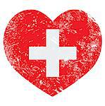 Swiss heart shaped vintage flag - grunge style