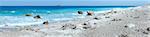 Beautiful summer Lefkada coast stony beach panorama (Greece, Ionian Sea)