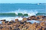 The Cote de granit rose (or Pink Granite Coast) in Brittany, France. Spring view.