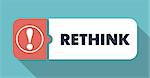 Rethink Button in Flat Design with Long Shadows on Turquoise Background.