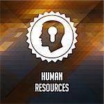 Human Resources Concept. Retro label design. Hipster background made of triangles, color flow effect.