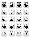 Different styles on beard black icons set isolated on white