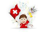 Vector - Switzerland Soccer Fan Flag Cartoon