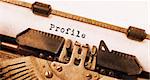 Vintage inscription made by old typewriter, profile