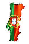 Portugal flag map, three dimensional render, isolated on white