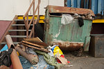 Detailed view of an old container on landfill