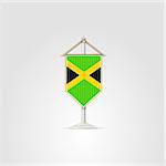 Pennon with the flag of Jamaica. Isolated vector illustration on white.