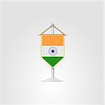 Pennon with the flag of India. Isolated vector illustration on white.