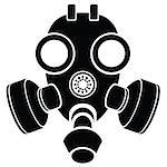 illustration with silhouette of gas mask on a white background for your design