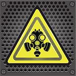 colorful illustration with yellow gas mask sign for your design