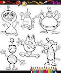 Coloring Book or Page Cartoon Illustration of Color and Black and White Fantasy or Fairy Tale Chatacters for Children