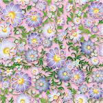 abstract seamless violett floral ornament with spring flowers on pink background