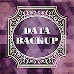 Data Backup Concept. Vintage design. Purple Background made of Triangles.
