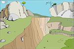 Beautiful mountains with steep canyon illustration background