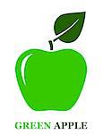 abstract green apple with leaf on white background