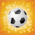 colorful illustration with  soccer ball on a sun background for your design