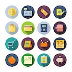 Flat Design Icons For Business and Retail. Vector illustration eps10, transparent shadows.