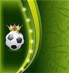Illustration football card with ball and crown - vector