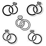 Vector black wedding rings icon on white background