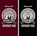 set of menu vector templates for wine and beer