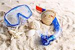 Summer beach toys in the sand