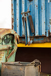 Detailed view of an old container on landfill