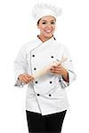 Stock image of female chef or baker isolated on white background
