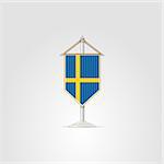 Pennon with the flag of Sweden. Isolated vector illustration on white.