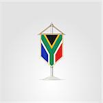 Pennon with the flag of Republic of South Africa. Isolated vector illustration on white.