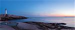 Panorama of Peggys Cove's Lighthouse after Sunset (Nova Scotia, Canada)