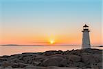 Peggys Cove's Lighthouse at Sunset (Nova Scotia, Canada)