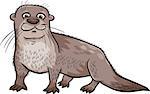 Cartoon Illustration of Cute Otter Animal