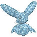 Digitally rendered image of a plush bunny on white background.