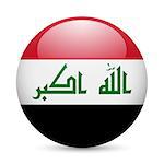 Flag of Iraq as round glossy icon. Button with Iraqi flag