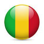 Flag of Mali as round glossy icon. Button with Malian flag