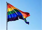 Rainbow Gay Pride Flag on a sky blue