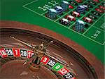 3d illustration of Roulette wheel & table in Casino