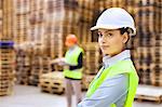 Portrait of female supervisor in distribution warehouse