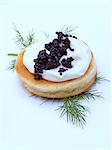 Caviar sour cream dill blini