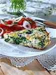 Frittata with mushrooms spinach onions and cashews
