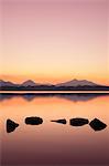 Sunset at Hopfensee Lake, near Fussen, Allgau, Allgau Alps, Bavaria, Germany, Europe