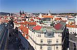 View over the Old Town (Stare Mesto) with Old Town Hall, Tyn Cathedral to Castle District with Royal Palace and St. Vitus cathedral, Prague, Bohemia, Czech Republic, Europe