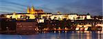 View over the River Vltava to Charles Bridge and the Castle District with St. Vitus Cathedral and Royal Palace, UNESCO World Heritage Site, Prague, Bohemia, Czech Republic, Europe