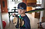 Portrait of boy baseball player with attitude