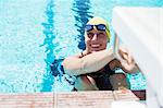 Swimmer poised to start in swimming pool