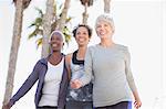 Senior women walking outdoors