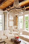 Luxury living room with chandelier