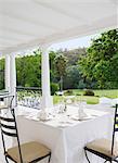 Place settings on luxury patio table